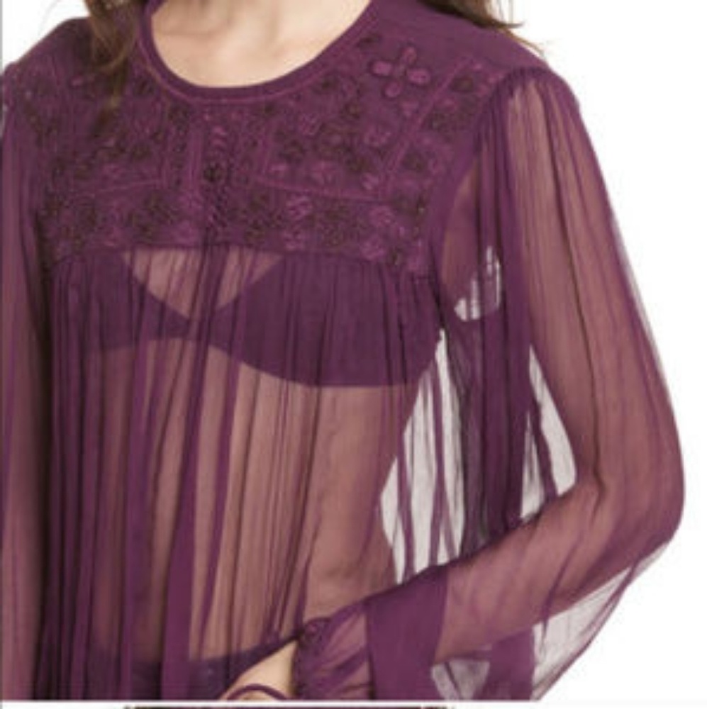 New No tags FREE PEOPLE Sheer embroidered